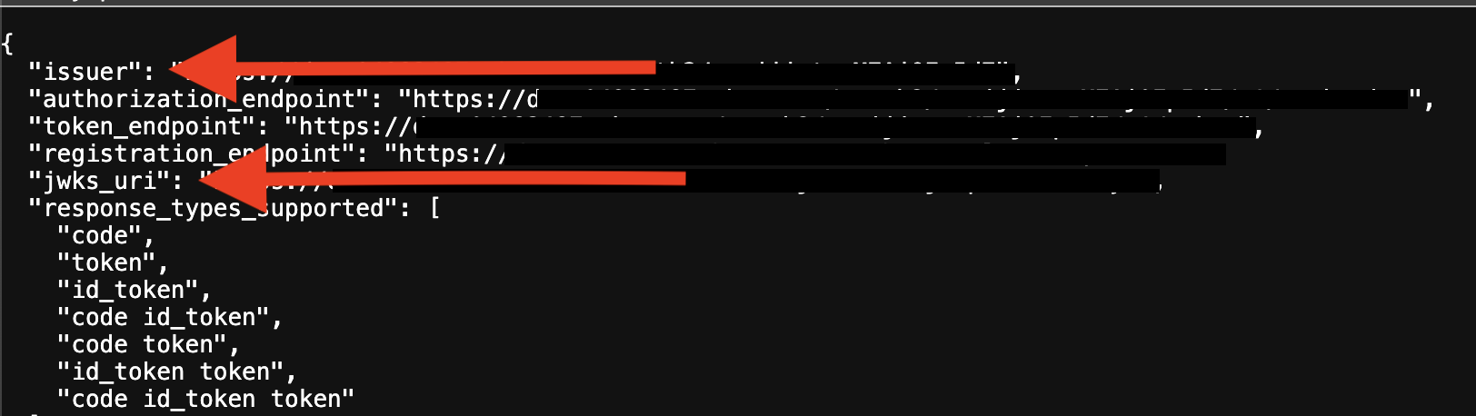 The issuer and jws keys URIs in the metadata URL The issuer and jws keys URIs in the metadata URL